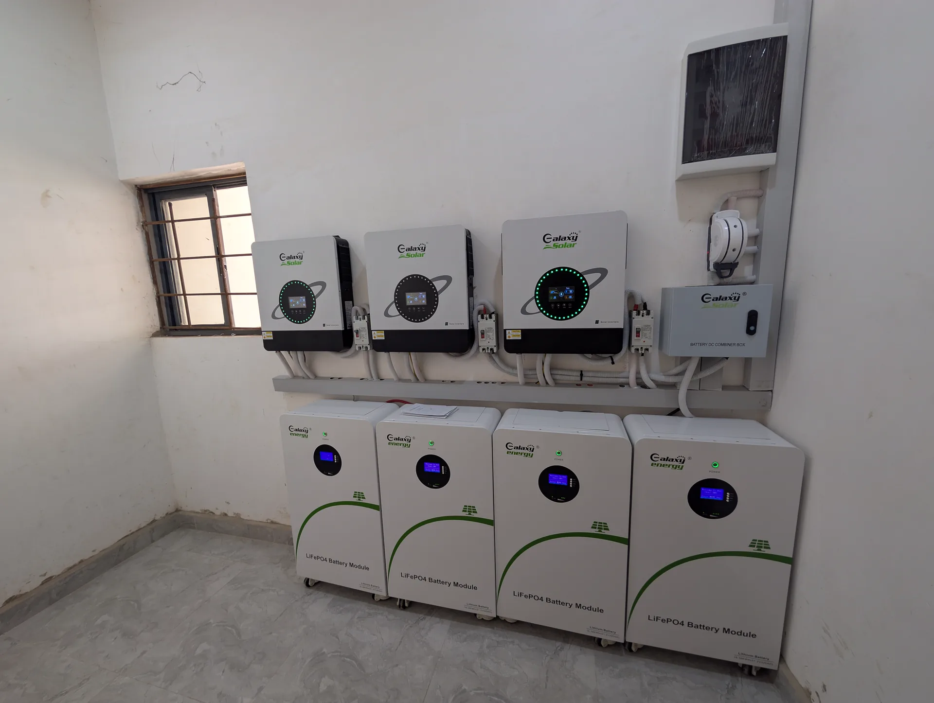 Commercial battery bank in an energy room
