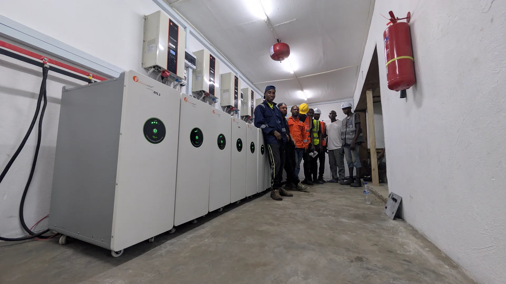 Industrial battery equipment during installation