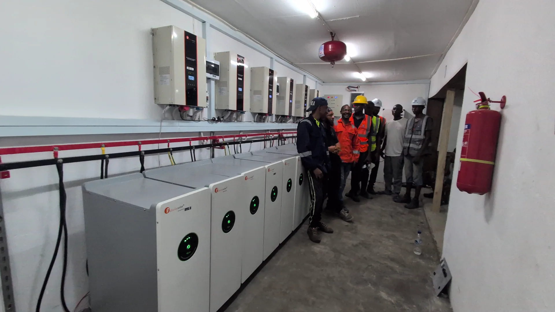 Detail of an industrial battery line